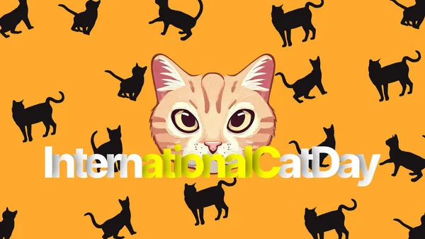 International Cat Day with cat animated background for cat day.