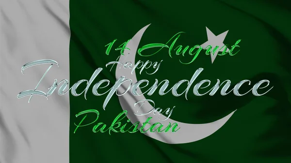 Текст Дня Незалежності Пакистану Фоні Прапора Пакистану Щасливого Дня Незалежності — стокове фото