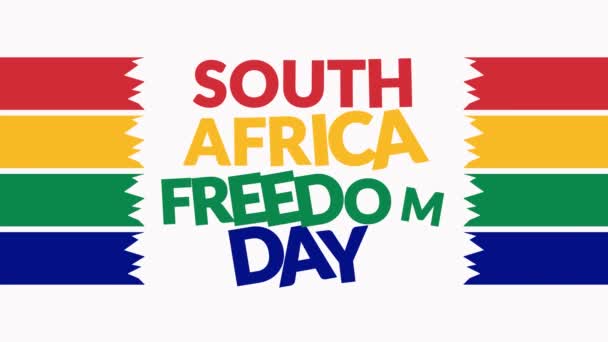 南アフリカの自由の日 白い背景の側線が付いているシームレスなループ可能なテキストアニメーション 南アフリカの自由の日を祝うための南アフリカの自由の日の動きのグラフィック ビデオ — ストック動画