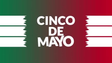 Cinco de Mayo animasyonu Meksika bayrağının arka planında, Cinco De Mayo yan hat desenli Cinco de Mayo kutlamaları için 