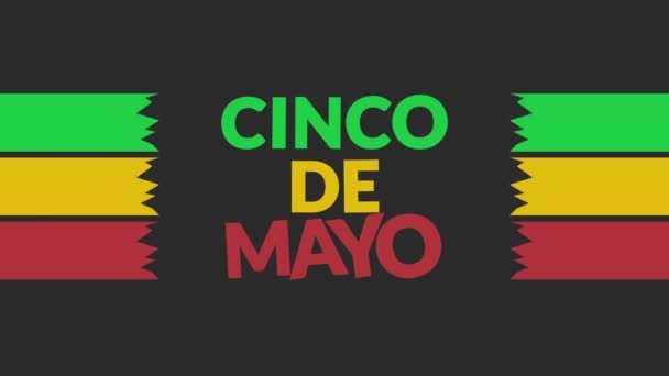 Cinco Mayo Zökkenőmentes Looping Szöveges Animáció Cinco Mayo Oldalvonalakkal Minta — Stock videók