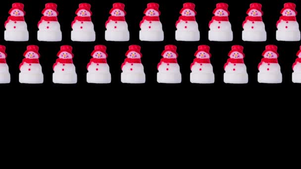 Bouclé Animation Noël Avec Bonhommes Neige Sur Fond Noir Concept — Video