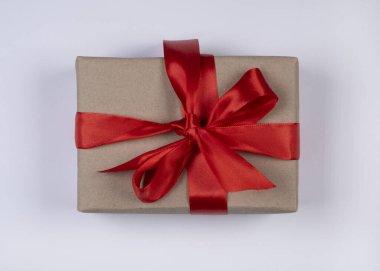 gift box with red bow isolated on white background. High quality photo