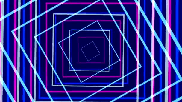 Bright Blue Geometric Animation Square Black Background Screensaver Equalizer Music — Stock video