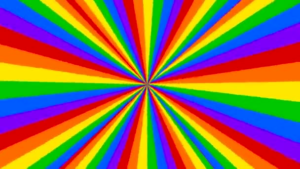 Animated Rotating Circular Bright Striped Rainbow Background All Colors Lgbt — Stockvideo
