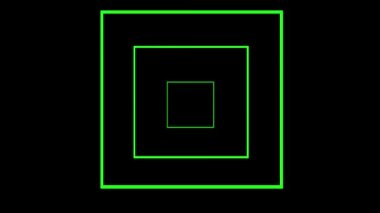 geometric looped animation of a green square or cube on a black background