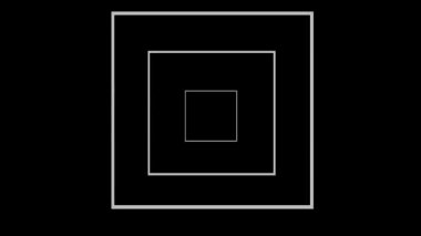 geometric looped animation of a white square or cube on a black background