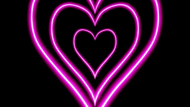 Heart Tunnel Pink Heart Background Neon Heart Background Video Loop — Stok video