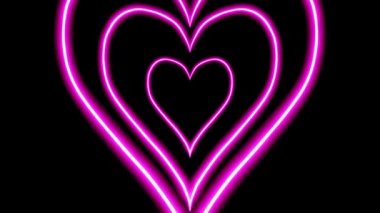 Kalp Tüneli Pembe Kalp Arkaplan Neon Kalp Arkaplan Video döngüsü. Yüksek kalite 4k görüntü