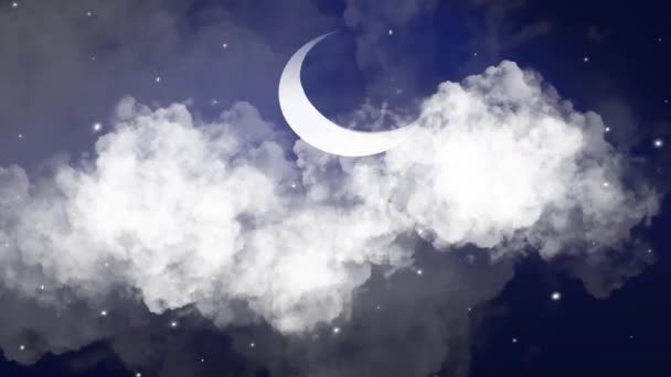 Animace Kreslený Měsíc Obloze Mraky Vysoce Kvalitní Záběry — Stock video