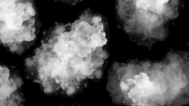 旋转的白云在黑色背景或天空中 — 图库视频影像