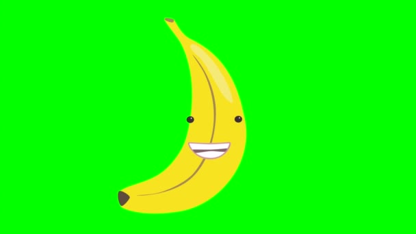 Tecknad Banan Talande Loop Med Alfa Kanal Vegetabilisk Animation Transparent — Stockvideo