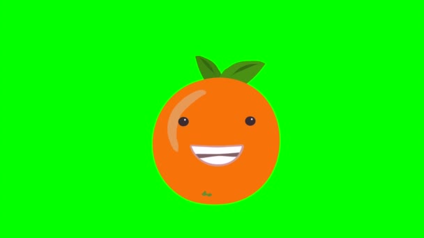 Cartoon Orange Oder Mandarine Gesprächsschleife Mit Alphakanal Gemüseanimation Auf Transparentem — Stockvideo