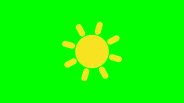 Yeşil ekran üzerine basit simge döndürme güneşi, krom anahtar yeşil ekran hareketli ikon ikonu. Stock video 3 boyutlu animasyon. Süper yüksek çözünürlük. Yüksek kalite 4k görüntü