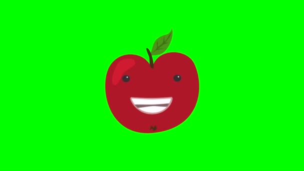 Cartoon Apfel Gesprächsschleife Mit Alphakanal Gemüseanimation Auf Transparentem Hintergrund — Stockvideo