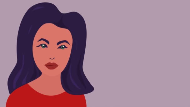 Lippensynchronisierung Gesichtsanimation Zum Erzählen Kopf Des Weiblichen Charakters Sprechen Looping — Stockvideo