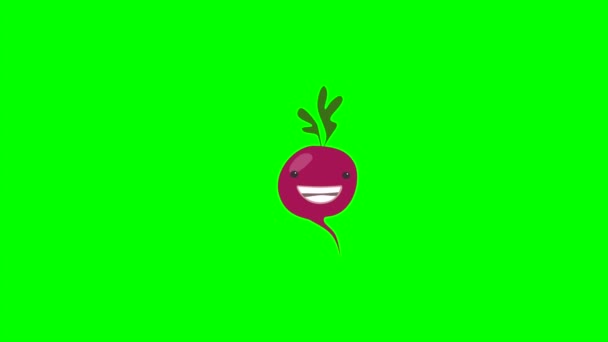 Tecknad Talande Rädisa Loop Med Alfa Kanal Vegetabilisk Animation Kromnyckel — Stockvideo