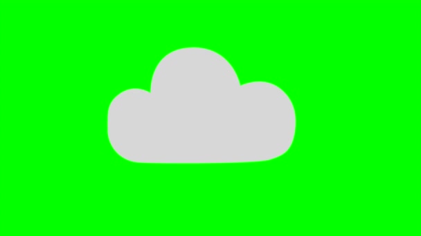卡通简单移动云图标上的绿色屏幕插入 彩色键绿色屏幕图形移动天气图标 库存视频3D动画 超高分辨率 — 图库视频影像