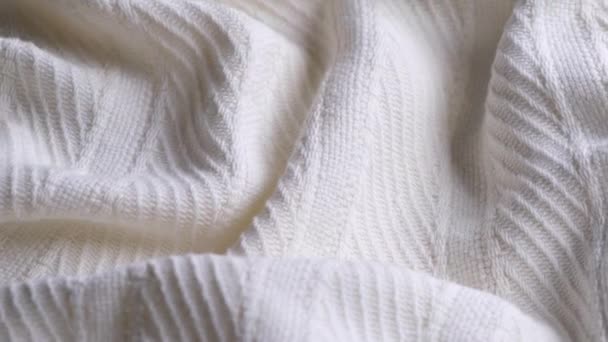 柔软的白色压花条纹织物或格子布近身织物结构旋转背景 高质量的4K镜头 — 图库视频影像