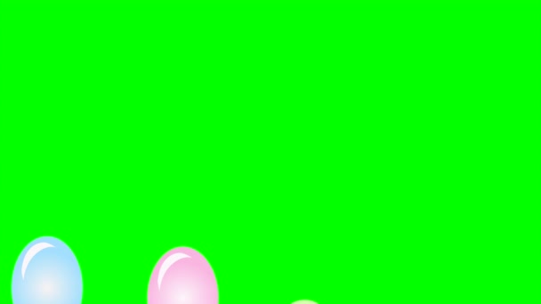 Laço Balões Voando Uma Cor Delicada Pastel Fundo Cromado Verde — Vídeo de Stock