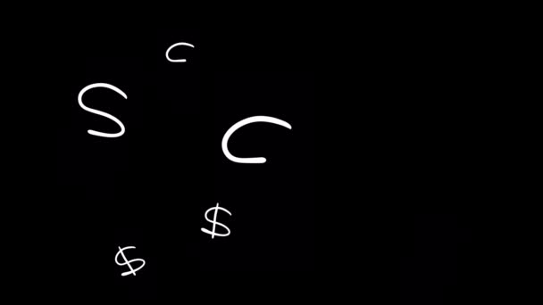Animacja Tła Znakiem Dolara Lub Pieniądze Ręcznie Napisać Tekst Ikona — Wideo stockowe