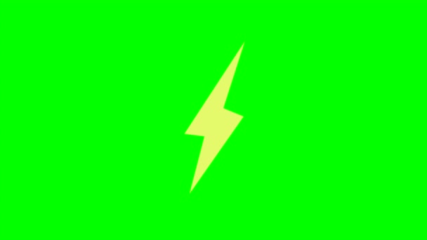 Cartoon Simple Icon Lightning Thunderstorm Blinking Green Screen Chroma Key — Stock Video