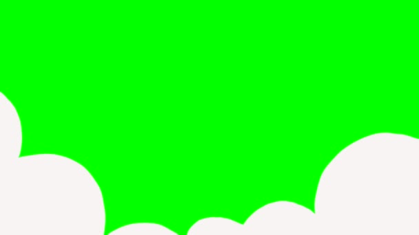卡通简单的云彩 在天空中飘扬效果 贴在绿色的背景上 高质量的4K镜头 — 图库视频影像