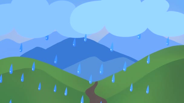 Παιδικά Κινούμενα Σχέδια Animation Μιας Βροχερής Ημέρας Σταγόνες Που Στάζουν — Αρχείο Βίντεο
