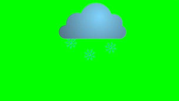 Icono Nube Simple Dibujos Animados Con Nieve Que Cae Copos — Vídeo de stock