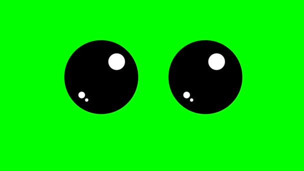 Κινούμενα Σχέδια Απλά Μάτια Αναβοσβήνει Στην Πράσινη Οθόνη Ένθετο Chroma — Αρχείο Βίντεο