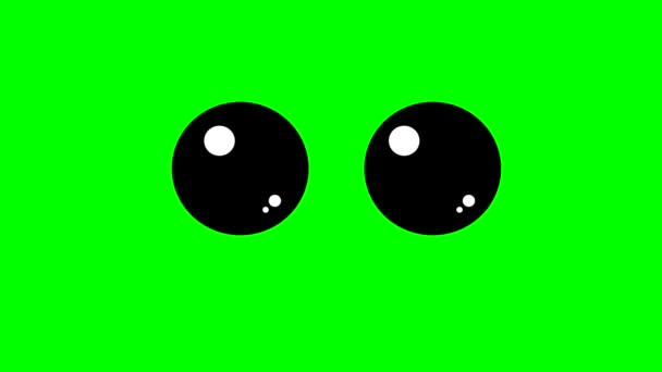 Tecknad Enkel Blinkande Ögon Grön Skärm Insats Kroma Nyckel Grön — Stockvideo