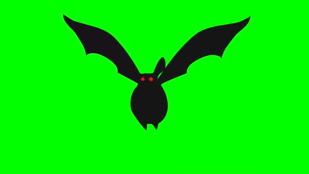Κινούμενα Σχέδια Γραφικά Υπολογιστή Ιπτάμενης Νυχτερίδας Φόντο Πράσινου Χρώματος Για — Αρχείο Βίντεο