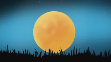 Animasyon ya da bilgisayar grafikli karikatür Ay 'ı gece gökyüzünde yerleştirmek için boşluk ile. Yüksek kalite 4k görüntü