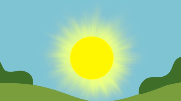 Setarea Soarelui Apusului Soare Animație Desene Animate Seară Pentru Copii — Videoclip de stoc