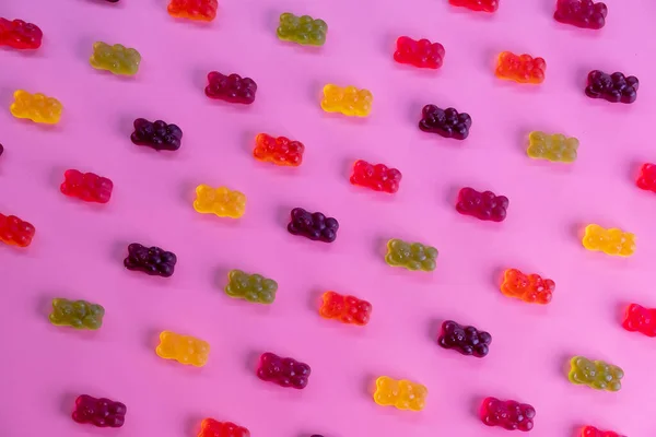 Latar Belakang Dari Berbagai Jelly Sweets Bear Close Top View — Stok Foto