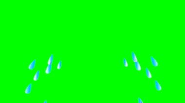 Yeşil ekran arka planında gözlerinden akan gözyaşlarının video elemanı. Ağlayan çizgi film yüzü yeşil ekran efekti, soyut teknoloji, dikdörtlü döngü 4k video, 3D animasyon, Ultra Yüksek Tanımlama, 4k