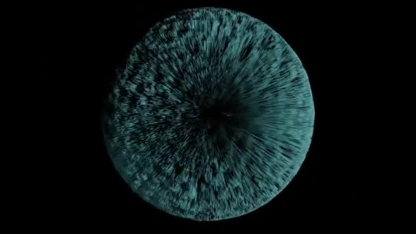 黒い背景に回転するふわふわの青いボールの抽象的な3Dビデオレンダリング 高品質の4K映像 — ストック動画