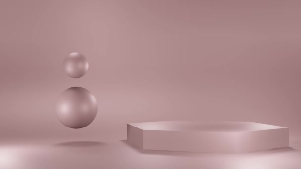 Mockup Pink Pastel Dengan Podium Untuk Kosmetik Krim Lotion Pink — Stok Video