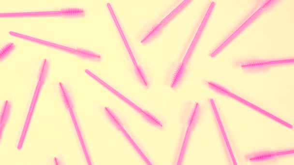 Обертається Фон Рожевими Пензлями Вій Або Брів Білому Тлі Концепція — стокове відео