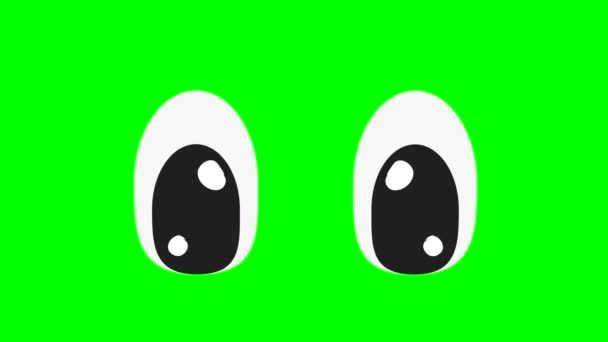 Cartoon Simple Blinking Looking Angry Eyes Green Screen Insert Chroma — Stock Video