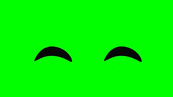 Kreslený Jednoduchý Blikající Vypadající Rozzlobené Oči Zelené Obrazovce Vložit Chroma — Stock video