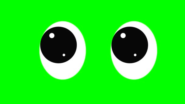 Desenhos Animados Simples Piscar Olhos Tela Verde Inserir Chroma Chave — Vídeo de Stock