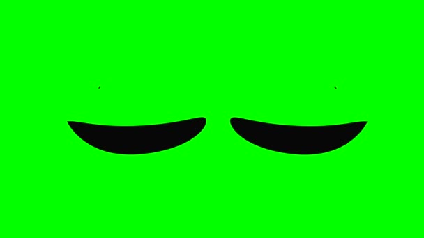 Desenhos Animados Simples Piscar Olhos Tela Verde Inserir Chroma Chave — Vídeo de Stock