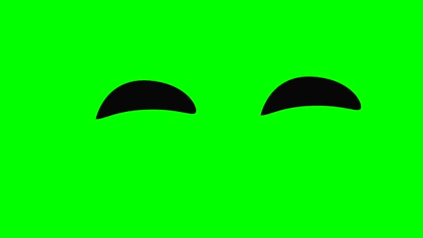 Cartoon Simple Blinking Looking Eyes Green Screen Insert Chroma Key — Stock Video