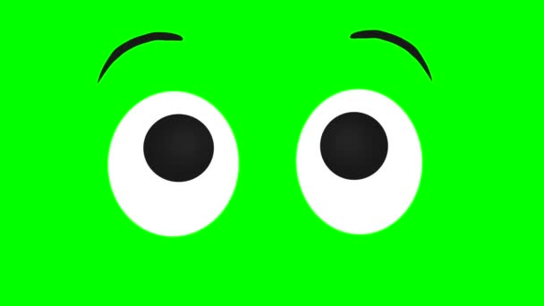Мультфільм Простий Блимає Очима Емоціями Несподіванки Або Підняття Брів Зеленому — стокове відео