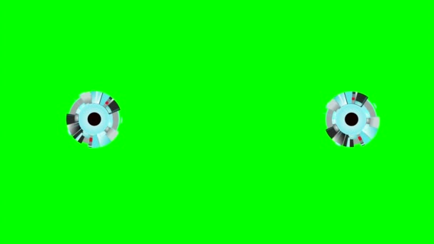 Анімація Механічної Зіниці Робота Обертається Вставки Зеленому Фоні Каша Високоякісні — стокове відео