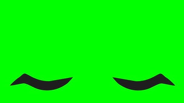 Kreslený Jednoduchý Blikající Vypadající Rozzlobené Oči Zelené Obrazovce Vložit Chroma — Stock video
