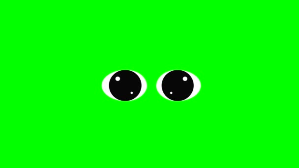 Kreskówka Proste Migające Patrząc Zły Oczy Zielony Ekran Chroma Klucz — Wideo stockowe