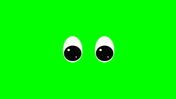 Dibujos Animados Simple Parpadeo Mirando Ojos Enojados Inserto Pantalla Verde — Vídeo de stock