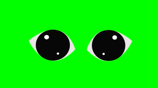 Cartoon Simple Blinking Looking Angry Eyes Green Screen Insert Chroma — Stock Video